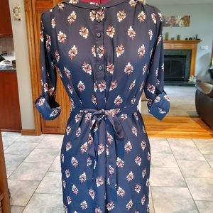 LOFT navy blue dress with pattern